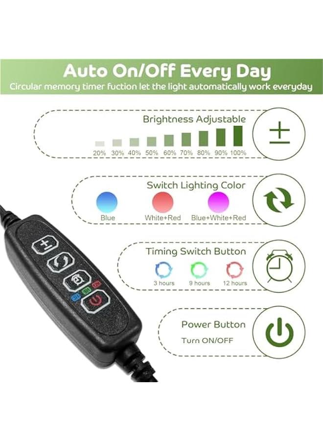 HOOKOR Grow Light Plant Lights for Indoor Plants, Clip on Grow Lights with Timer, Full Spectrum Grow Lights for Seed Starting.Adjustable Gooseneck,suitable for Various Plants Growth (4 Tubes) - Image 4