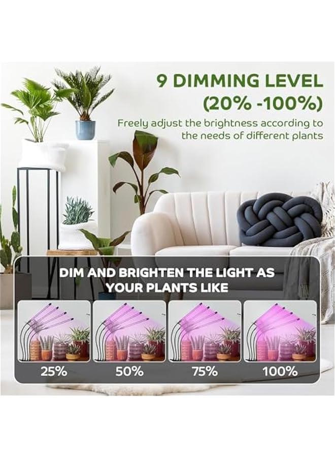 HOOKOR Grow Light Plant Lights for Indoor Plants, Clip on Grow Lights with Timer, Full Spectrum Grow Lights for Seed Starting.Adjustable Gooseneck,suitable for Various Plants Growth (4 Tubes) - Image 5