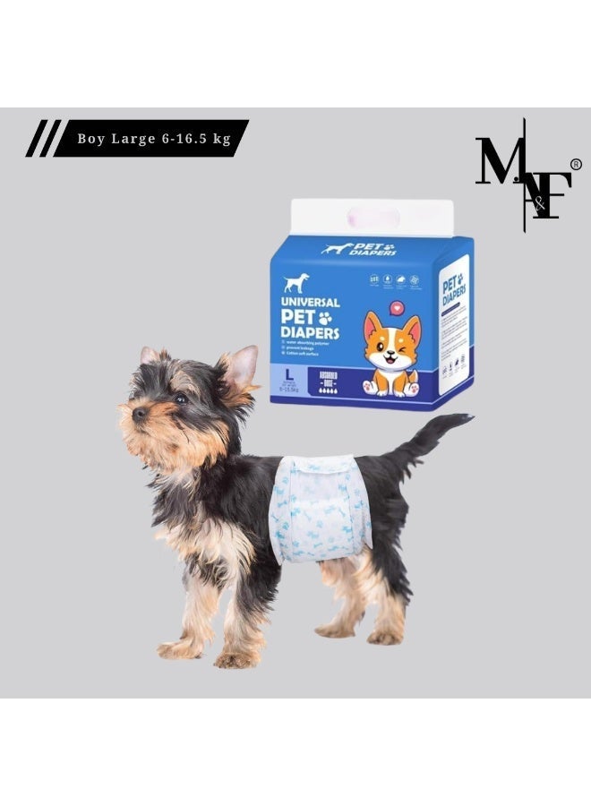 M.A&F's Disposable Pet Diapers Male Dogs Super Absorbent Soft Including 12 Count for Cats or Dogs (Boy L 6-16.5 kg) - Image 1