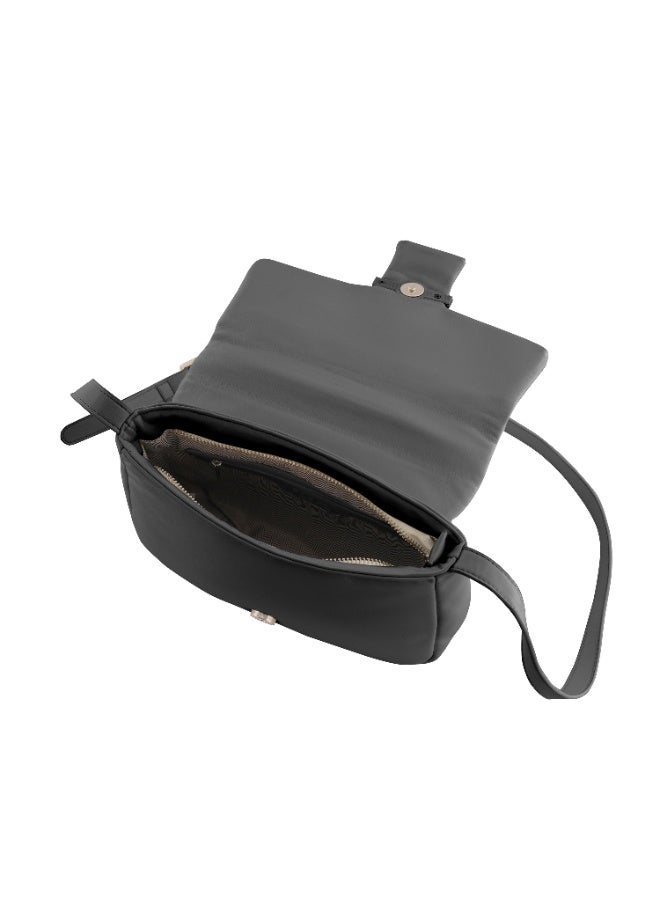 Foska Women's Small Cross-Body Bag - Smooth PU Leather - Black - 24x19 cm - Image 5