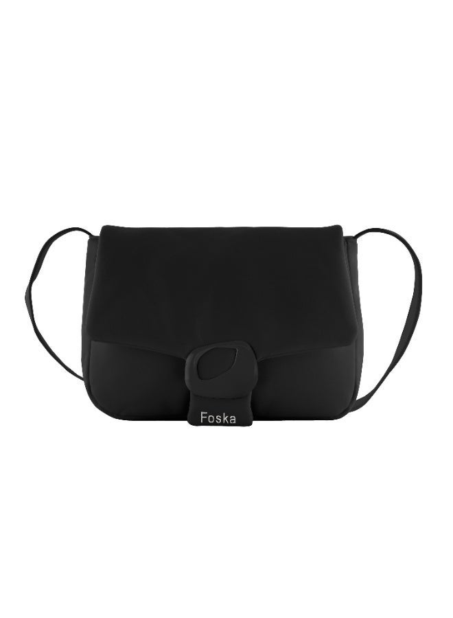 Foska Women's Small Cross-Body Bag - Smooth PU Leather - Black - 24x19 cm - Image 1