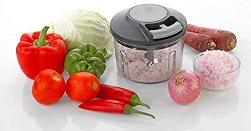 McMus Hand Held Pull Vegetable Food Big Chopper Multi Purpose Handy Mini Plastic Onion Cutter Choper with 3 Blades and Compact Held Vegetable Fruit Chopper Slicer Cutter Chopper - Image 3