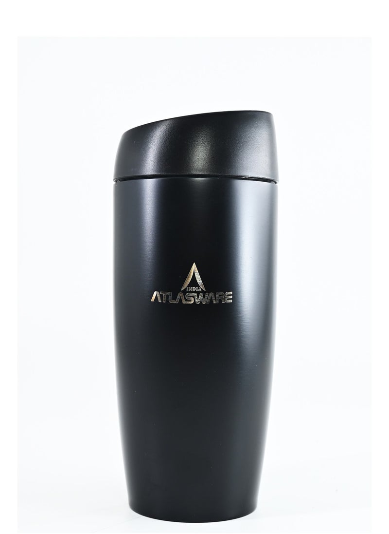 Atlasware - A cup (mug) suitable for all drinks, with a capacity of 450. It keeps cold for 25 hours and hot for 8 hours, Black - Image 1