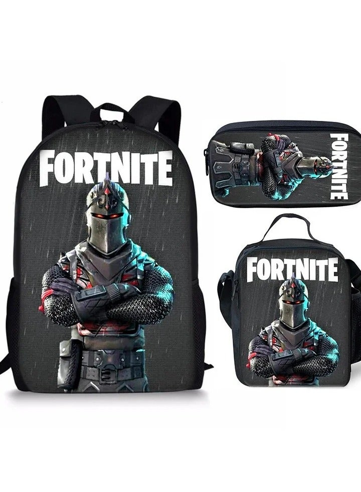 Fortnite Children Backpack Daypack Schoolbag Teen Boys School Book bag with Lunch Box Pen Case 3 in 1