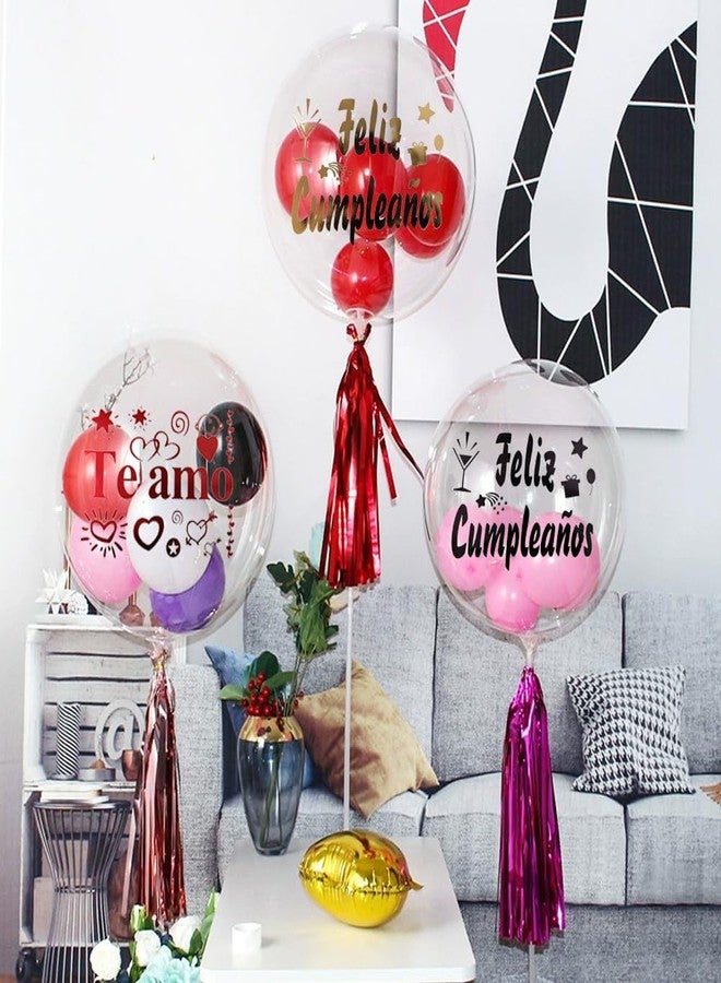Mimeile Happy Birthday Balloon Stickers Feliz Cumpleanos Bobo Stickers Te amo Decals 10 PCS DIY Letter Paster Celebration Spanish Birthday Decoration Party Supplies - Image 4