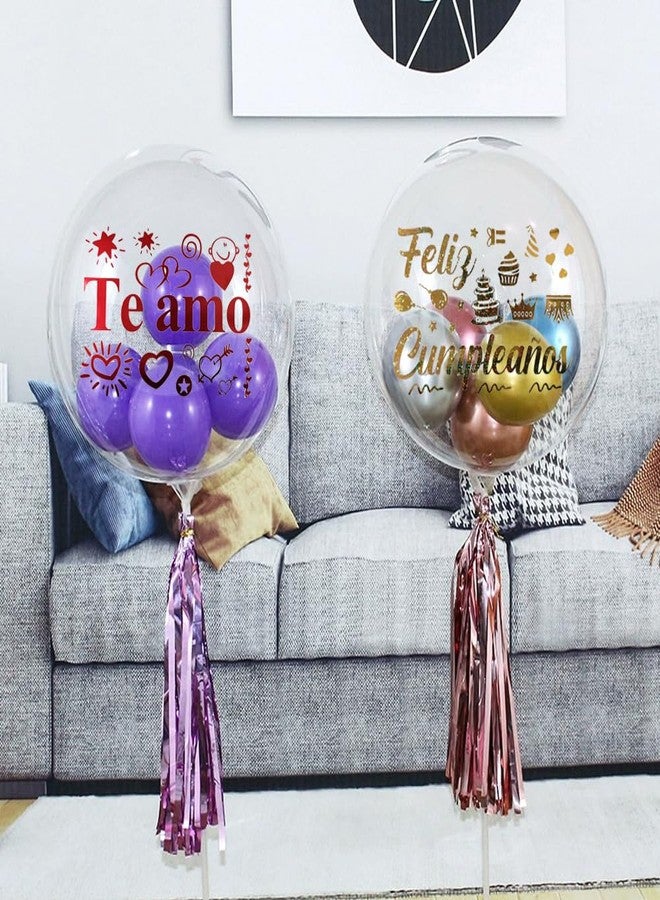 Mimeile Happy Birthday Balloon Stickers Feliz Cumpleanos Bobo Stickers Te amo Decals 10 PCS DIY Letter Paster Celebration Spanish Birthday Decoration Party Supplies - Image 5