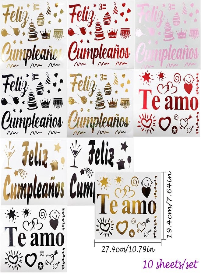 Mimeile Happy Birthday Balloon Stickers Feliz Cumpleanos Bobo Stickers Te amo Decals 10 PCS DIY Letter Paster Celebration Spanish Birthday Decoration Party Supplies - Image 2
