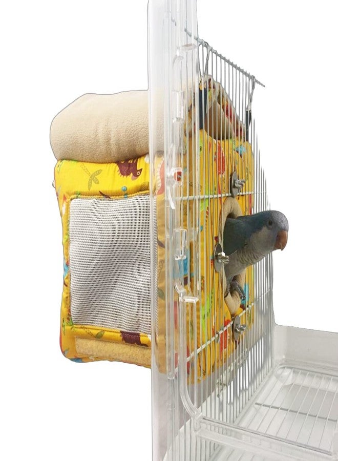 Barn Eleven Large Winter Warm Bird Nest House, Bird Bed for Cage, Parrot Nest Snuggle Shed Hut for Four Seasons, Easy to Install for Quaker Lovebirds (Yellow,Large) - Image 1