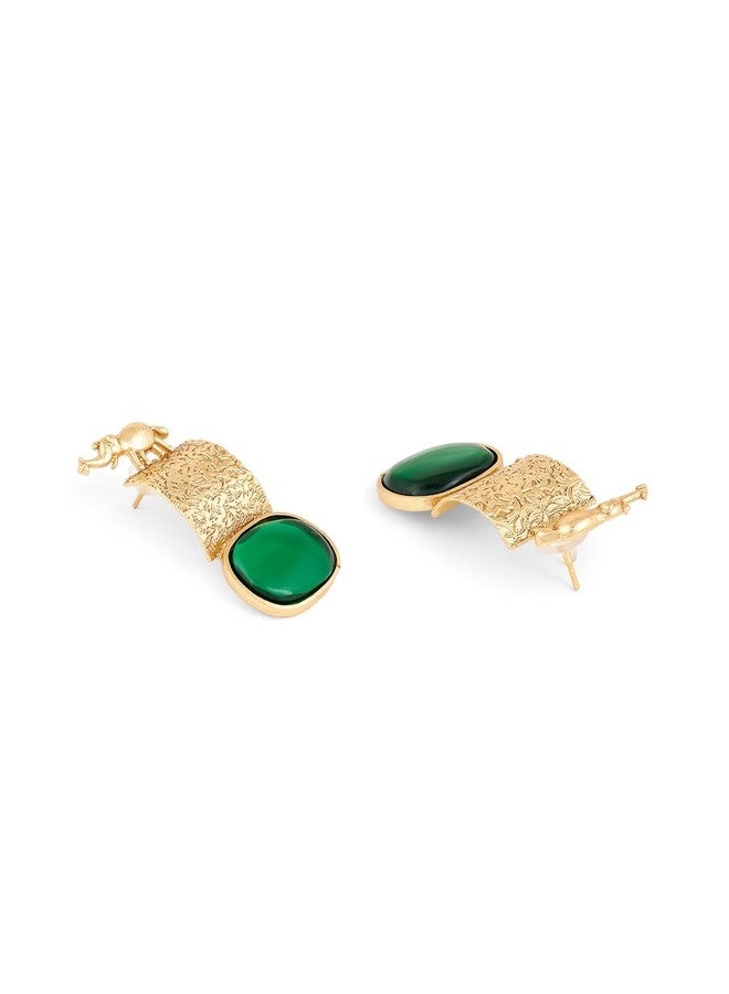 Ami Green Stone Embellished Elephant Design Statement Drop Earring For Women-ZPFK19786 - Image 5