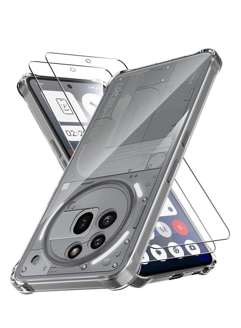 ELTRAZONE Clear Case Cover for Nothing Phone 3a Pro | Anti-Yellowing Soft TPU Shockproof Back Cover with 2-Pack Tempered Glass Screen Protector | Anti-Scratch, High Transparency Film for Nothing Phone 3a Pro | Slim, Durable Phone Case - Image 1