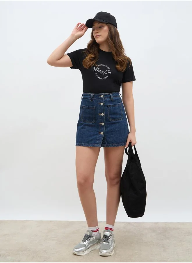 Styli Styli Slogan Print Regular Fit T-Shirt