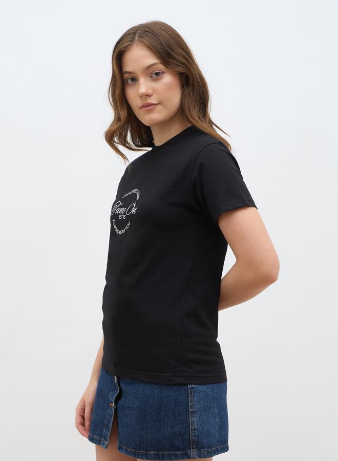 Styli Slogan Print Regular Fit T-Shirt - Image 3