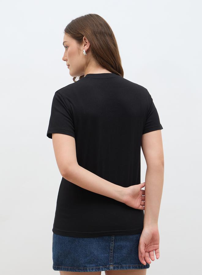 Styli Slogan Print Regular Fit T-Shirt - Image 5