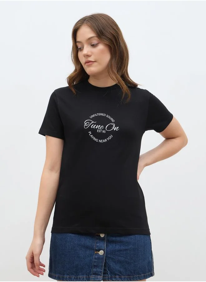 Styli Styli Slogan Print Regular Fit T-Shirt