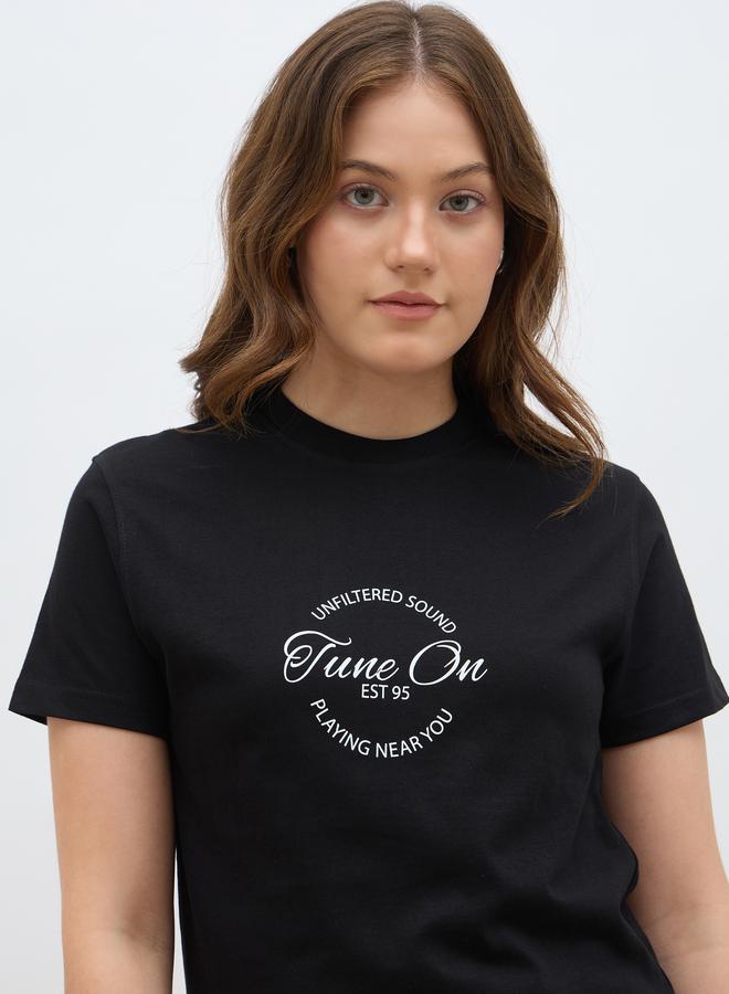 Styli Slogan Print Regular Fit T-Shirt - Image 4