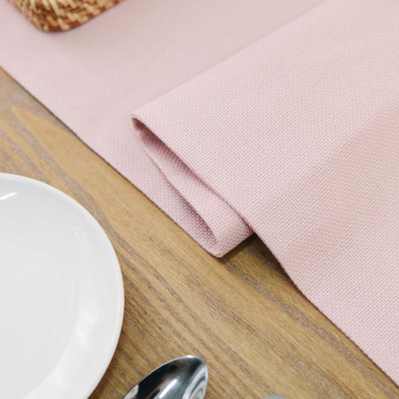 NATUS WEAVER Set of 4 Round Placemat 15 Inch Soft Linen eco-Friendly Fabric Handcrafted Machine Washable Indoor & Outdoor Tablemat Baby Pink - Image 3