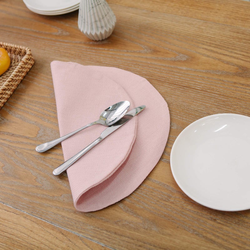 NATUS WEAVER Set of 4 Round Placemat 15 Inch Soft Linen eco-Friendly Fabric Handcrafted Machine Washable Indoor & Outdoor Tablemat Baby Pink - Image 5