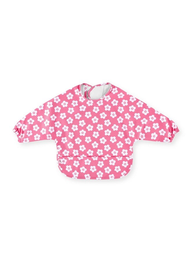 Ryan & Rose Ryan & Rose Cutie Bib Smock - Baby Smock Bib - Long Sleeve Bib Toddler Art Smock Smock Apron Toddler Bibs Baby Bib (Carnation Flower, Medium (12m-36m)) - Image 1