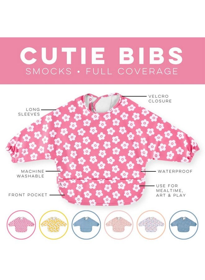 Ryan & Rose Ryan & Rose Cutie Bib Smock - Baby Smock Bib - Long Sleeve Bib Toddler Art Smock Smock Apron Toddler Bibs Baby Bib (Carnation Flower, Medium (12m-36m)) - Image 2
