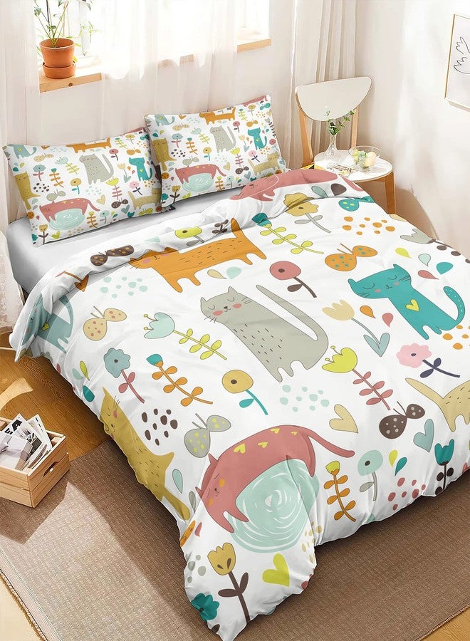 CVHOUSE Kawaii Cat Duvet Cover Queen Size,Cute Cat Bedding Set for Girls Kids,Kawaii Cat Comforter Cover,1 Duvet Cover 2 Pillowcases 3 Piece, Cat7 - Image 4