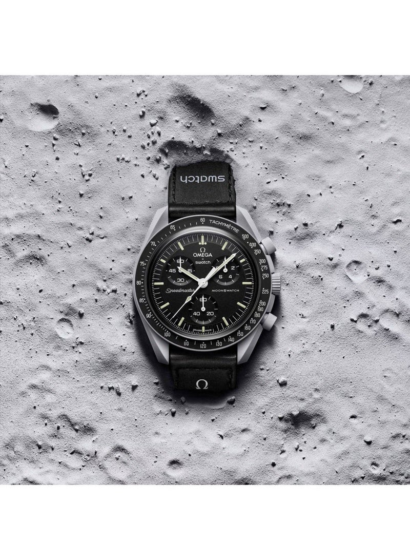 سواتش Omega x Swatch Moon Swatch Mission to The Moon Speedmaster Black - New, SO33M100, Unisex - Image 1