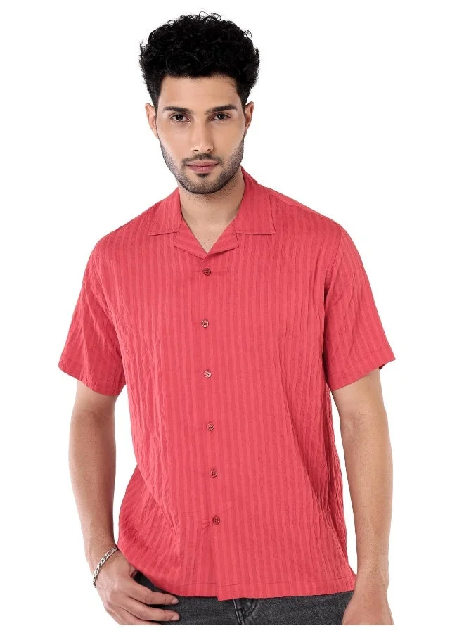 بيونغ قميص كاروت أحمر مخطط كاجوال للرجال