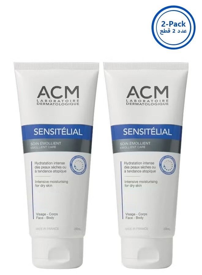 اكم لابرتوري ديرماتولوجيك [عبوتان] كريم Sensitélial المرطب - ترطيب عميق للبشرة الجافة والحساسة (200 مل لكل عبوة)(قد تختلف العبوة)