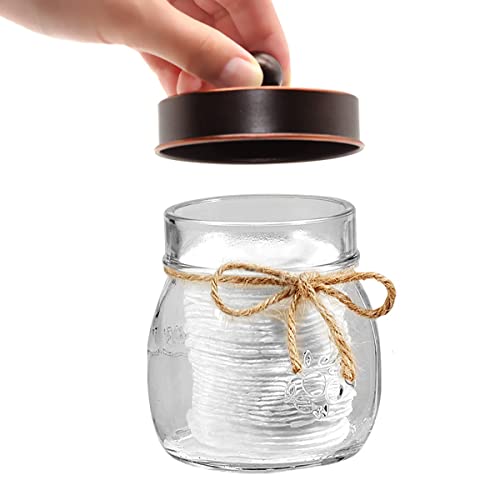 Amolliar Mason Jar Bathroom Storage Organizer -Oil Rubbed Bronze- Rustic Farmhouse Decor Bathroom Accessories - Qtip Holder Dispenser Glass Apothecary Jar-Qtips,Cotton Swabs,Ball,Flossers (2 Pack) - Image 2