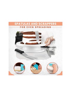 RFAQK 35PCs Cake Turntable and Leveler-Rotating Cake Stand with Non Slip pad-7 Icing Tips and 20 Bags- Straight & Offset Spatula  - Image 5