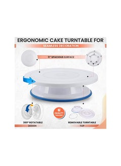 RFAQK 35PCs Cake Turntable and Leveler-Rotating Cake Stand with Non Slip pad-7 Icing Tips and 20 Bags- Straight & Offset Spatula  - Image 2