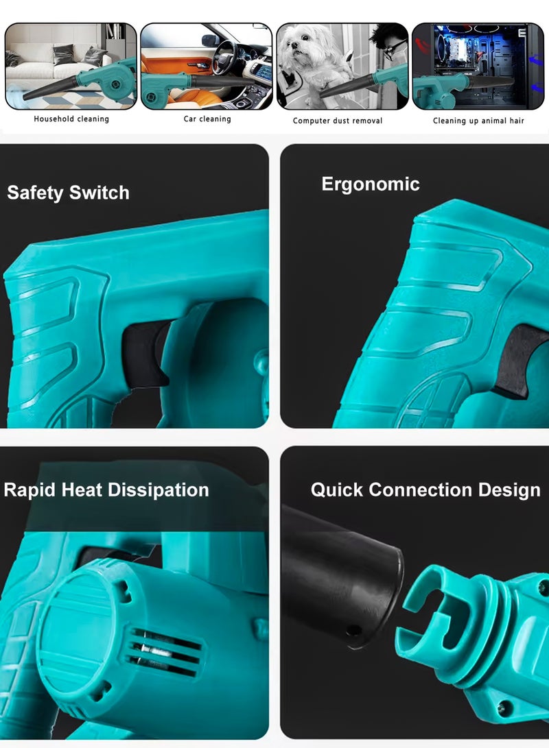 DBLEW 500W Rechargeable 2 In 1 Blow and Suction Turbine Dust Air Blower And Vacuum Cleaner Aspirator Leaf Blower for Garden Garage Computers Car Drying Industrial Grade Machine Power Tool Quick Cleaning - Image 2