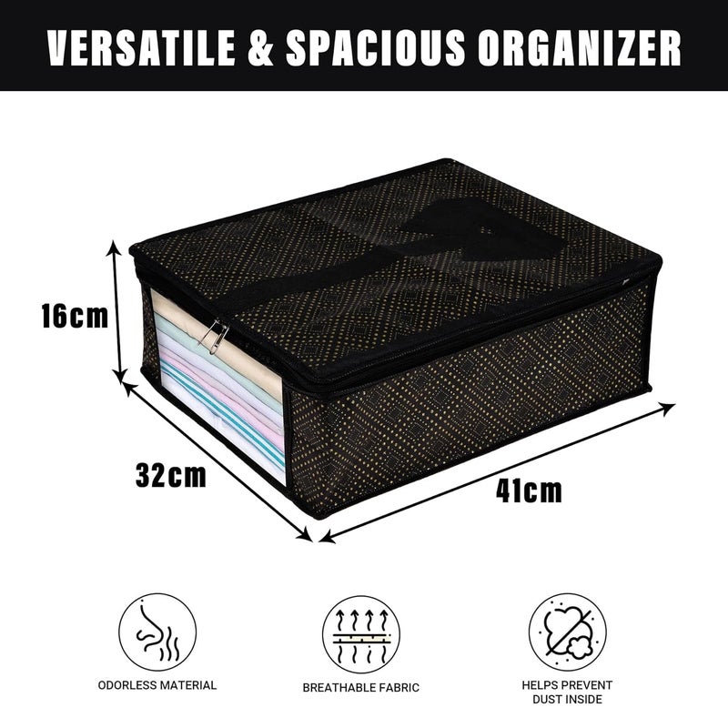 Kuber Industries Shirt Cover Shirt Storage Organizer Clothing Organizer Foldable Shirt Cover Wardrobe Organizer with Transparent Window GoldenDot Shirt Bag Pack of 2 Black - Image 3