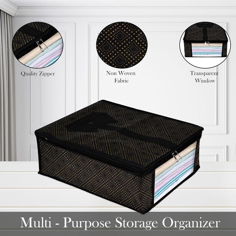 Kuber Industries Shirt Cover Shirt Storage Organizer Clothing Organizer Foldable Shirt Cover Wardrobe Organizer with Transparent Window GoldenDot Shirt Bag Pack of 2 Black - Image 4