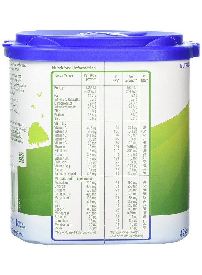 Complan Complan Nutritious Vitamin Rich Drink Original Flavour 425g 7-8 Servings  - Image 2