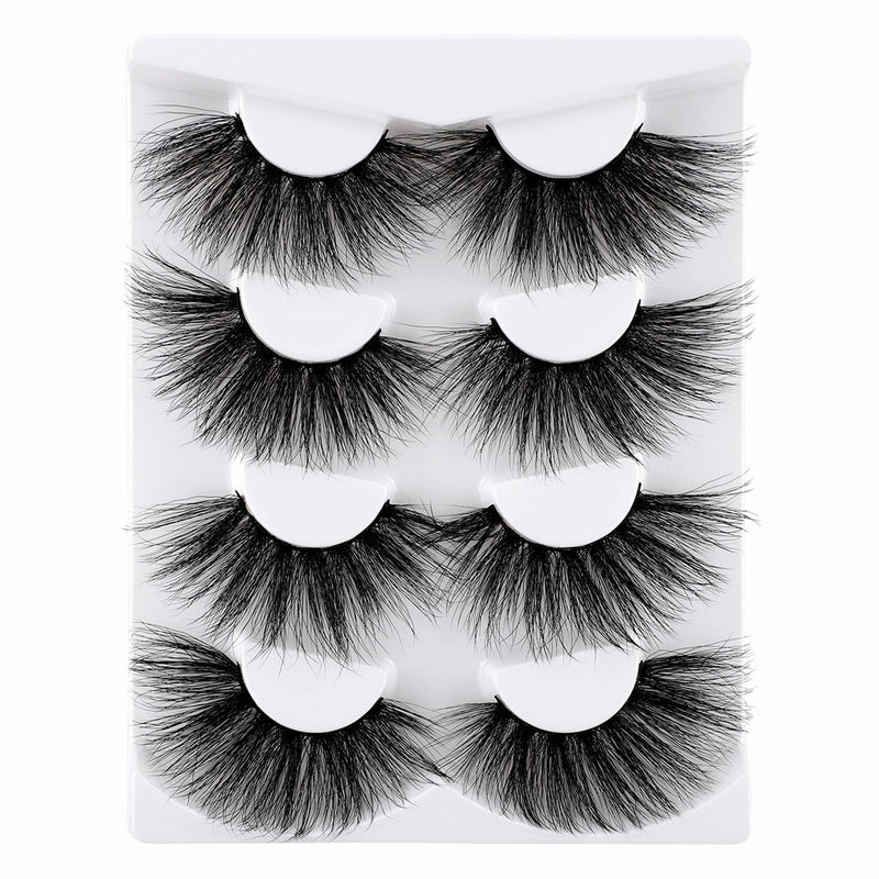 wiwoseo 25MM Lashes False Eyelashes Long Dramatic Fake Eye Lashes Thick Cross Fluffy Volume 4 Pairs Pack - Image 2