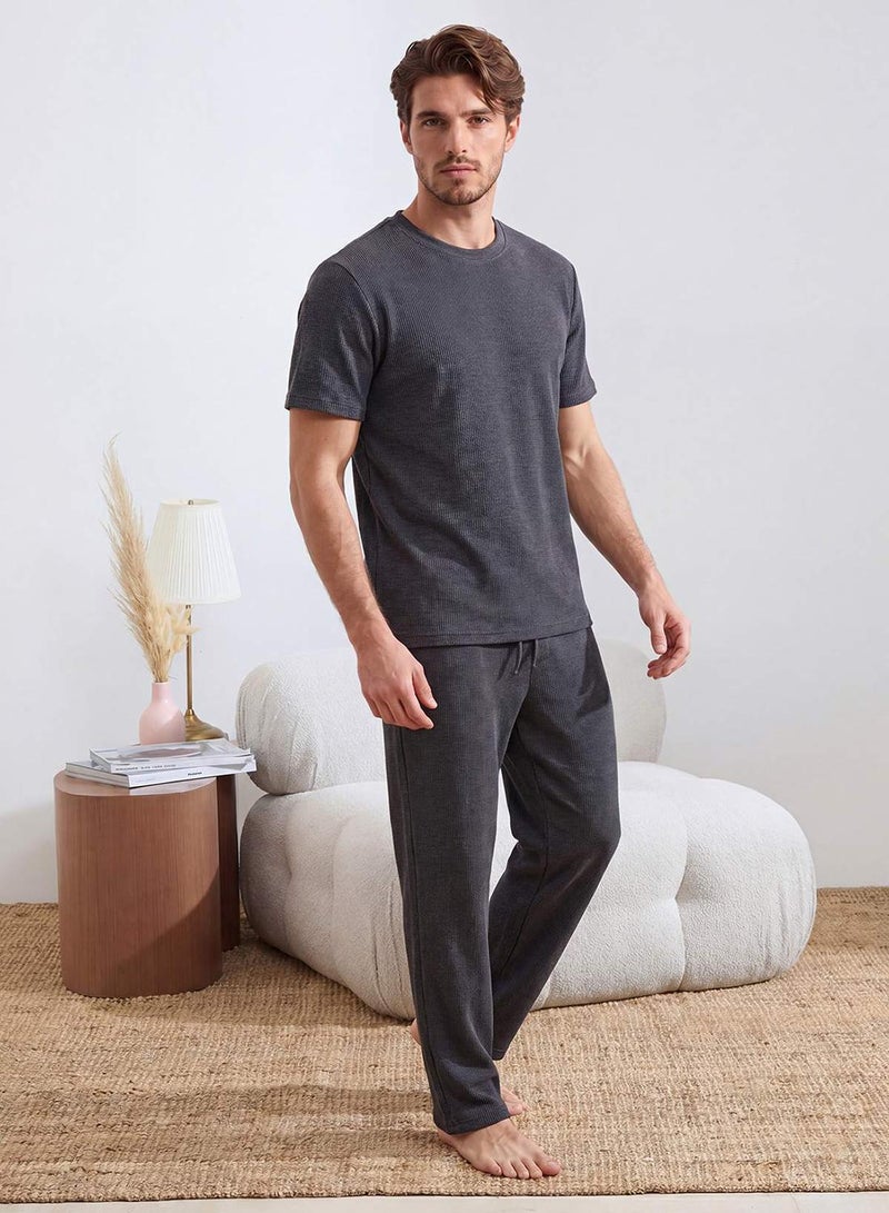 trendyol Anthracite Oversized /Wide Cut Textured Tracksuit Set - Image 1