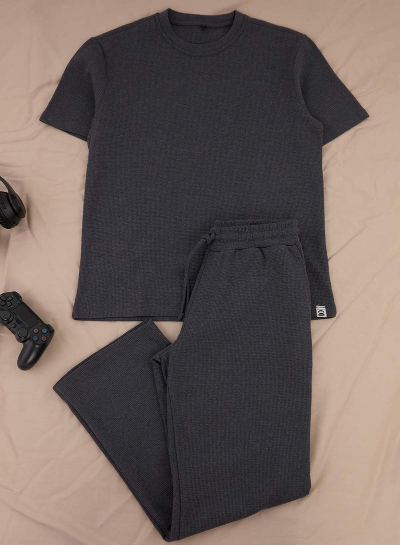 trendyol Anthracite Oversized /Wide Cut Textured Tracksuit Set - Image 3