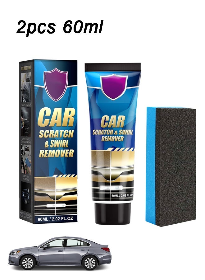 ٢ قطع مجموعة إزالة خدوش السيارات – كريم تلميع وإصلاح الطلاء للخدوش العميقة (٦٠ مل) - Image 1