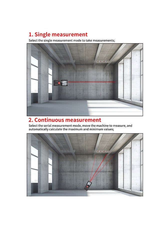 Generic - Intelligent Laser Rangefinder Digital Laser Distance Meter with Single Continuous Volumes Area Pythagoras Measurement Modes Adjustable Function IP54 Waterproof - Image 1
