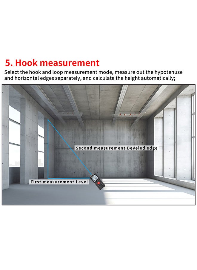 Generic Intelligent Laser Rangefinder Digital Laser Distance Meter with Single Continuous Volumes Area Pythagoras Measurement Modes Adjustable Function IP54 Waterproof  - Image 5