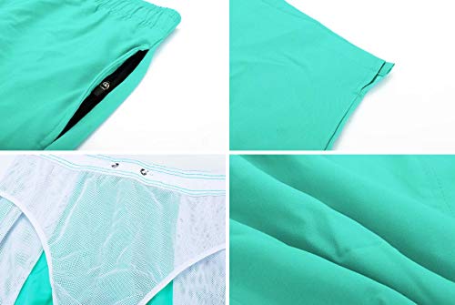 Tyhengta Mens Stretch Swim Trunks Quick Dry Beach Shorts with Zipper Pockets and Mesh Lining Grass-Green 36 - Image 4