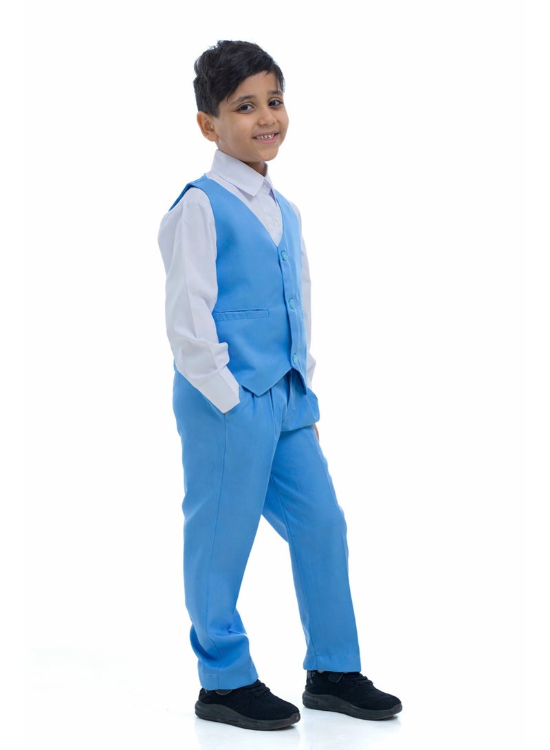 مريول لارا بدلة روضة ولادي سماوي سادة — زي مدرسي أنيق للمدارس الأهلية والحكومية (3 قطع) - Image 2