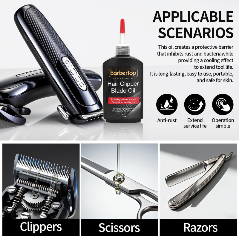 BarberTop Premium Hair Clipper Blade Lubricating Oil for Clippers, with Oil Dip Box and Barber Clipper Brush - Image 4