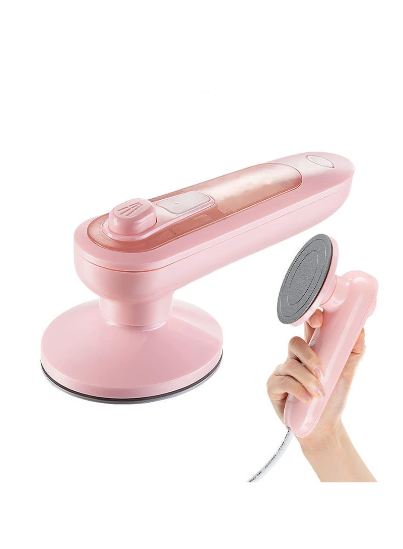 SYOSI Mini Handheld Garment Steamer Household Fabric Steam Iron 100ml Mini Portable Vertical Fast-Heat For Clothes Ironing, Lightweight Mini Iron for Clothes with Spray Mist Buttons Pink - Image 1