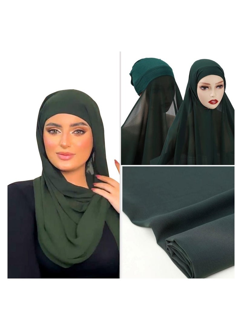 BHNS Hijab VIP veil, women's scarf, soft laser chiffon in elegant modern colors, with a hidden cotton bandana For more comfort and high stability on the head for women  - Image 1
