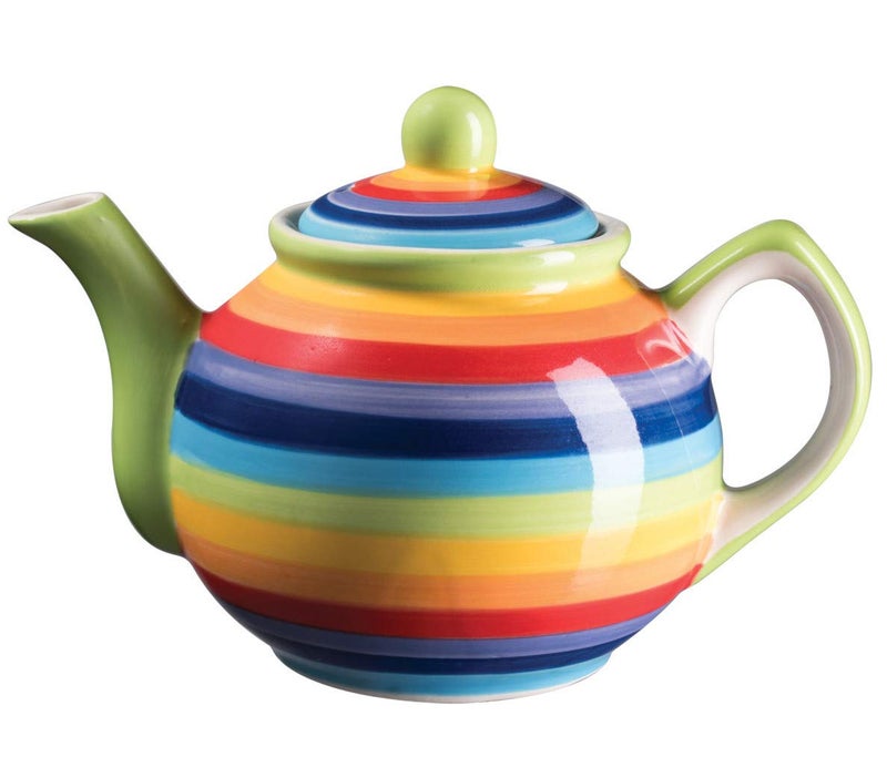 Hand Painted Rainbow Stripe Small Teapot