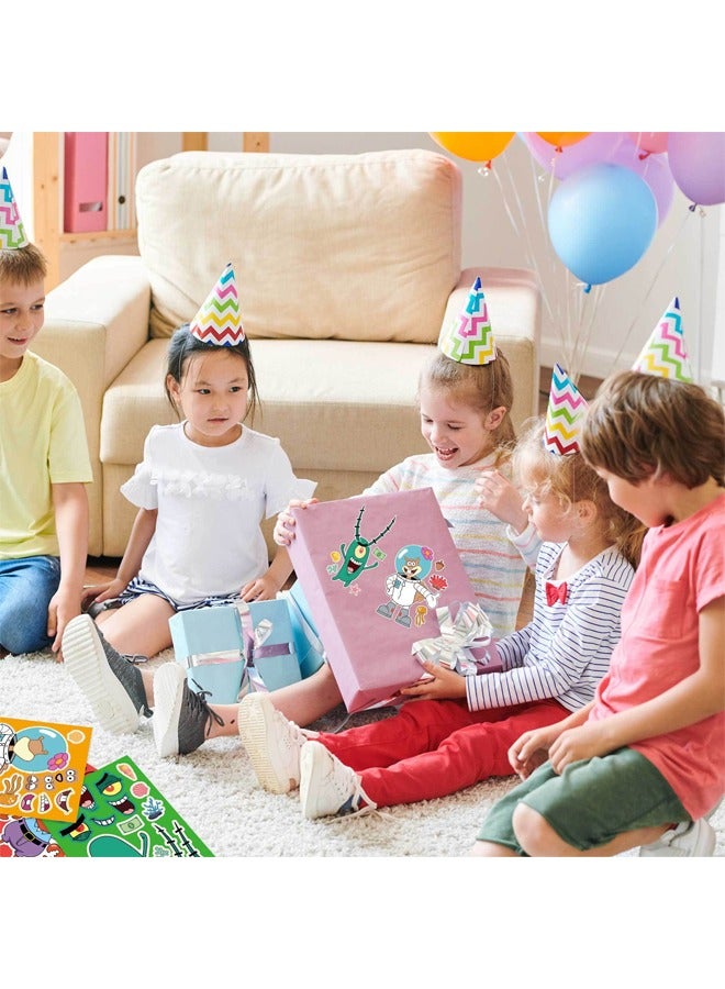 16PCS Make a Face Stickers, Cartoon Spongebob Theme Stickers, Book Crafts for Kids, DIY Party Supplies Favors Make Your Own Stickers, for Birthday Gifts Reward （8 Styles, 16Pcs） - Image 5