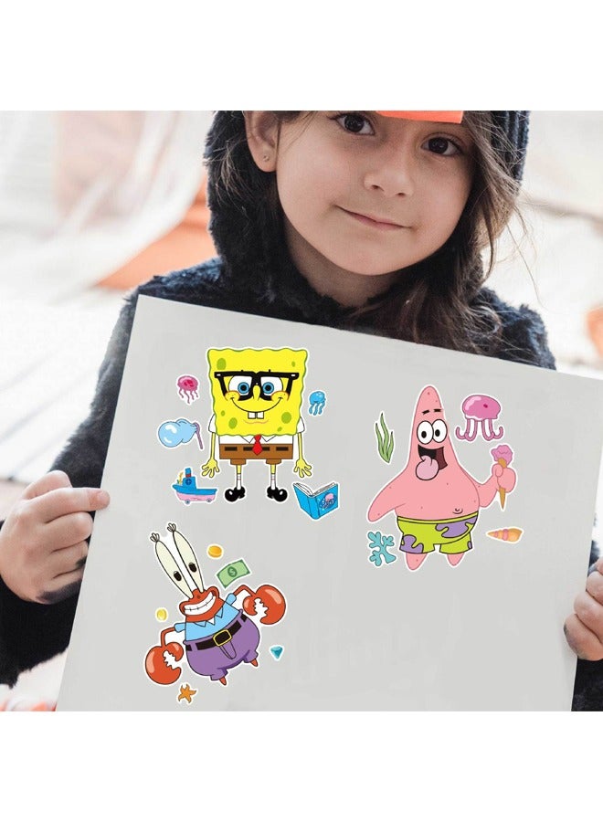 16PCS Make a Face Stickers, Cartoon Spongebob Theme Stickers, Book Crafts for Kids, DIY Party Supplies Favors Make Your Own Stickers, for Birthday Gifts Reward （8 Styles, 16Pcs） - Image 4