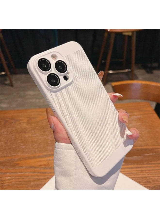 Heat Dissipation Case with Built in Camera Lens Protector Slim Fit Breathable Cooling Anti Fingerprint Hard PC Back Shockproof Cover For Iphone 13 Pro Max (White) - Image 5