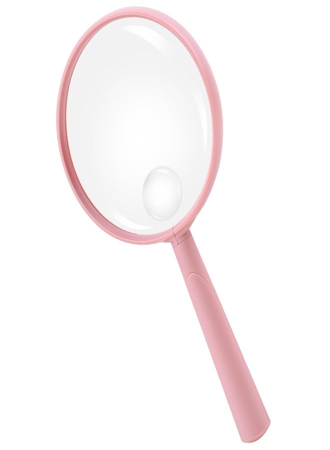 Feosky Handheld Reading Magnifier, 10X Magnifier,75mm Shatterproof Lens, Adults Close Work Non-Slip Handle for Seniors Reading and Nature Exploration (Pink) - Image 1